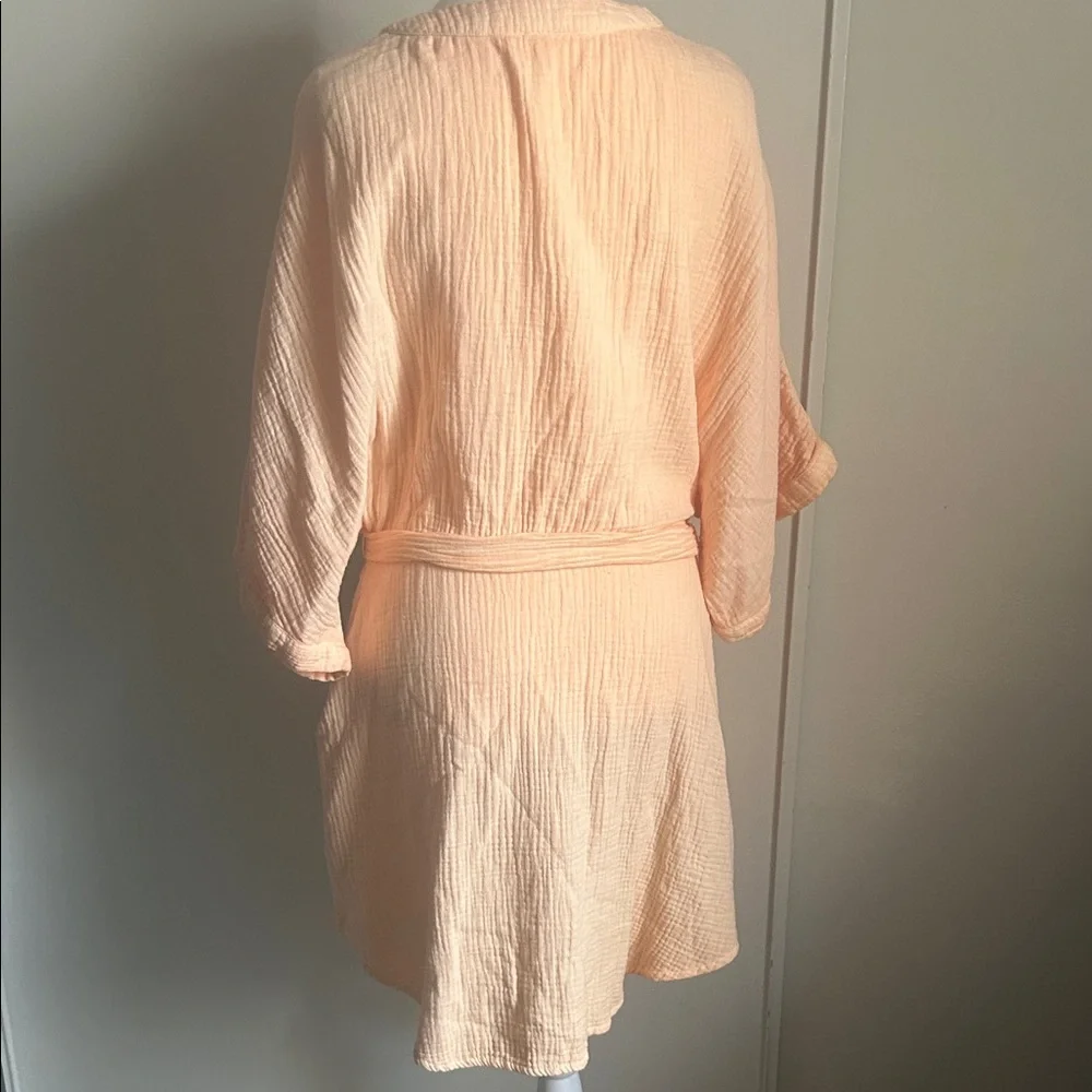 Free People Oversized Peach Kimono Surplice Cotton Dress Coverup Tunic - Picture 6 of 11